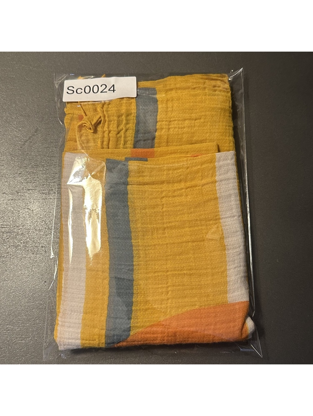Vintage Lightweight Yellow Striped Scarf with Sailboat Pattern - Picture 12 of 12
